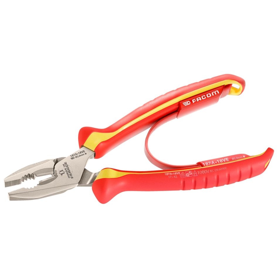 Facom 187A.18VE 1000V VDE Combination Pliers 180 mm