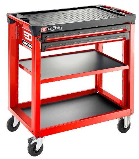 Facom ROLL.UC3S2DM4 Workshop cart 3 shelves 2 drawers M4 Red