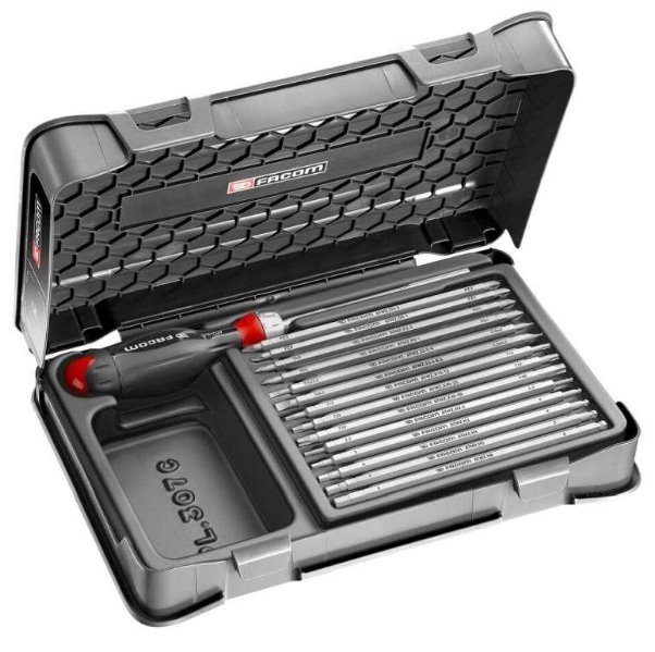 Facom ATCL.2A15 Protwist Bit Screwdriver with Ratchet and T-Handle incl. 15 Bleds