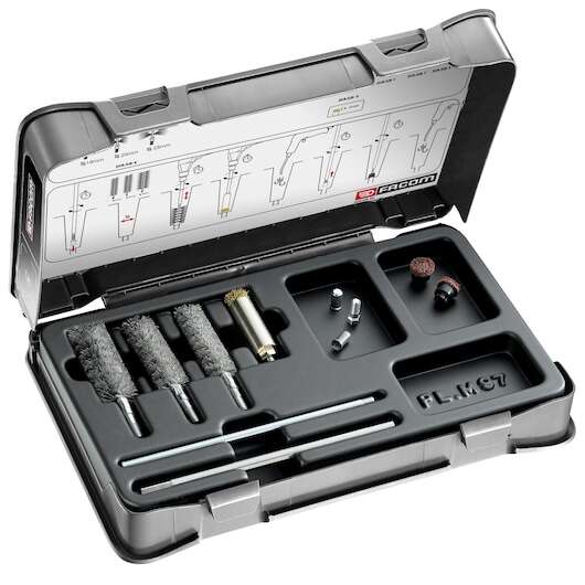 Facom DCR.ICB 3-Piece Brush Set for Cleaning the Atomizer Base and Gasket Surface, in a Case