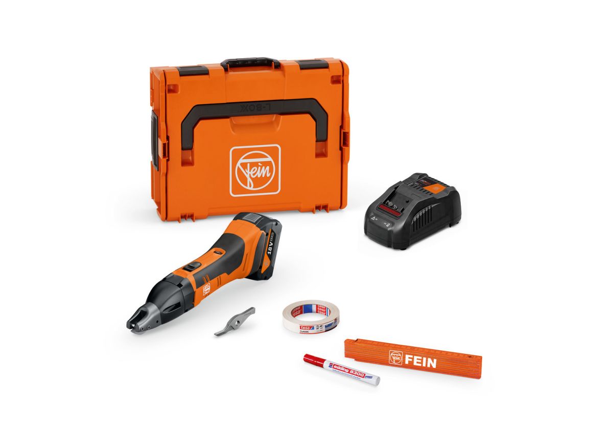 Fein 71300563000 ABSS 18 1.6 E AS Cordless shears basic set up to 1.6 mm 1x 18V 5.0Ah battery and charger in L-BOXX case