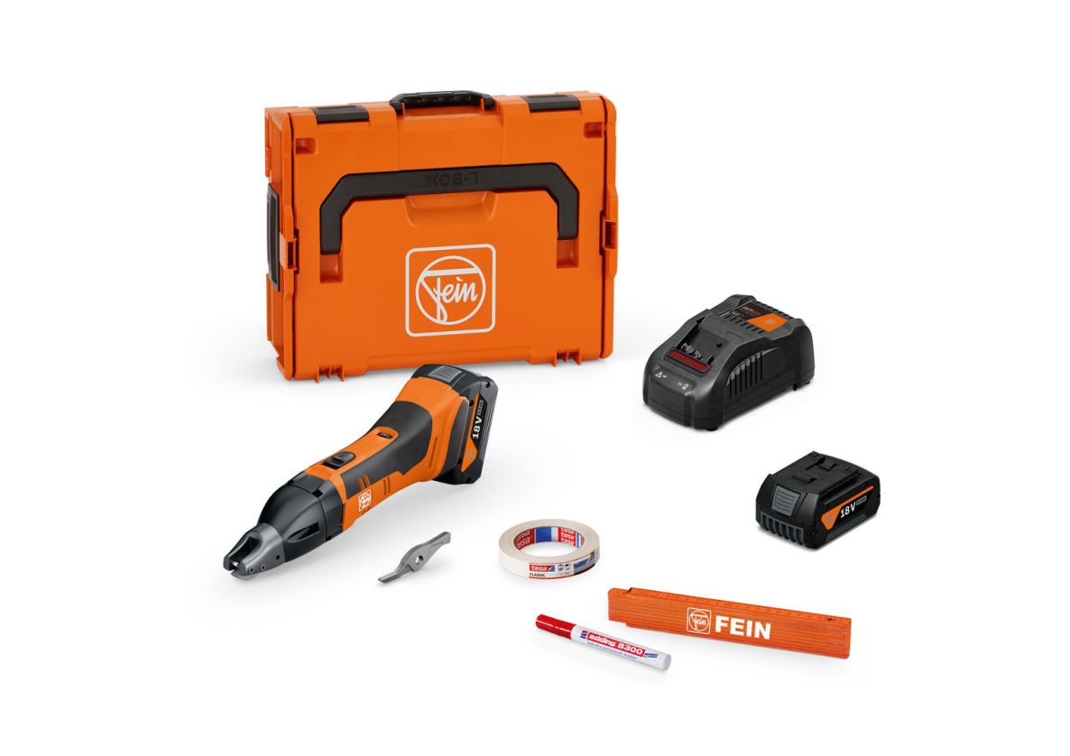 Fein 71300564000 ABSS 18 1.6 E AS Cordless shears basic set up to 1.6 mm 2x 5.0Ah battery and charger in L-BOXX case