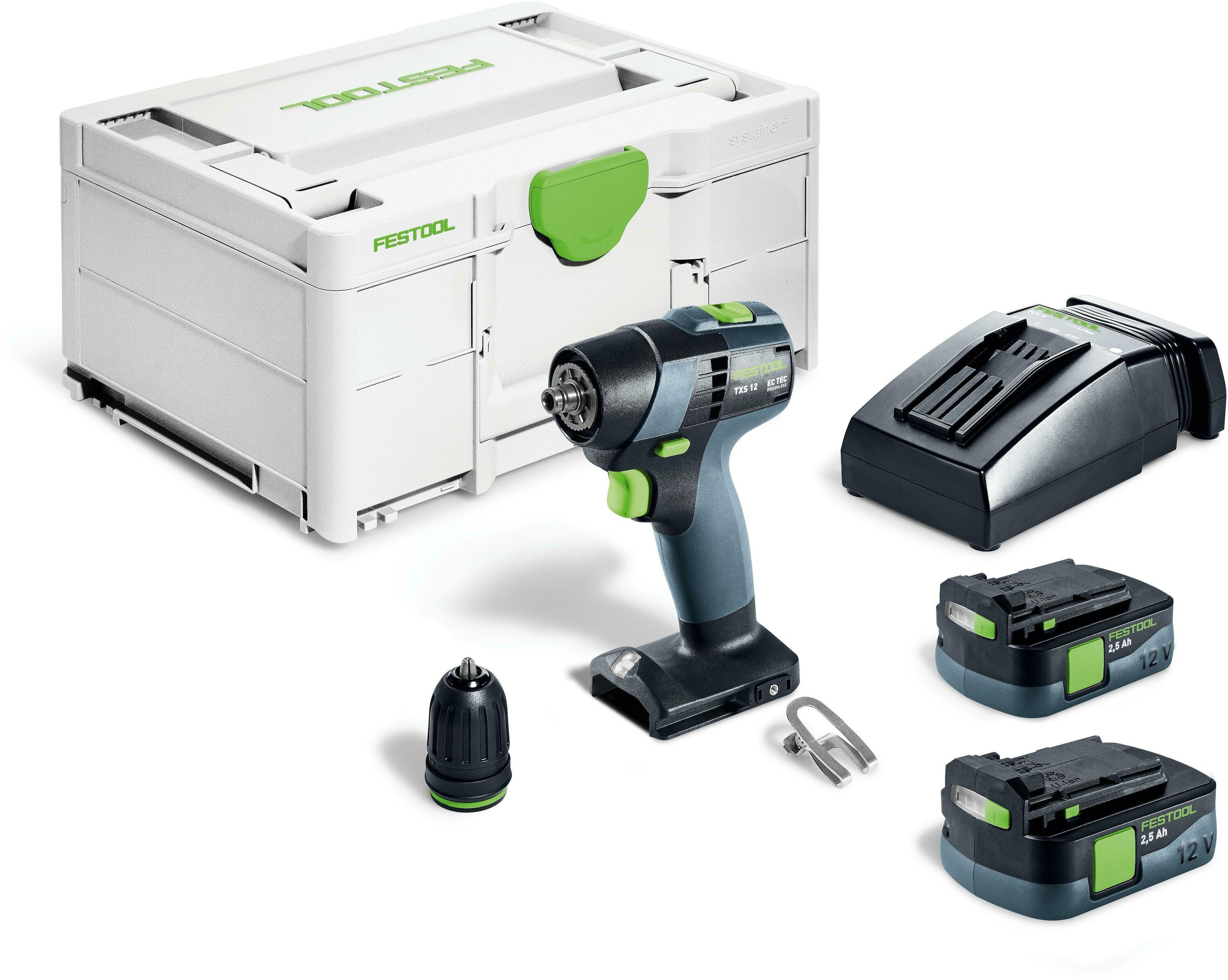 Festool 576873 TXS 12 2.5-Plus cordless drill 1x 12V 2.5Ah battery and charger in case