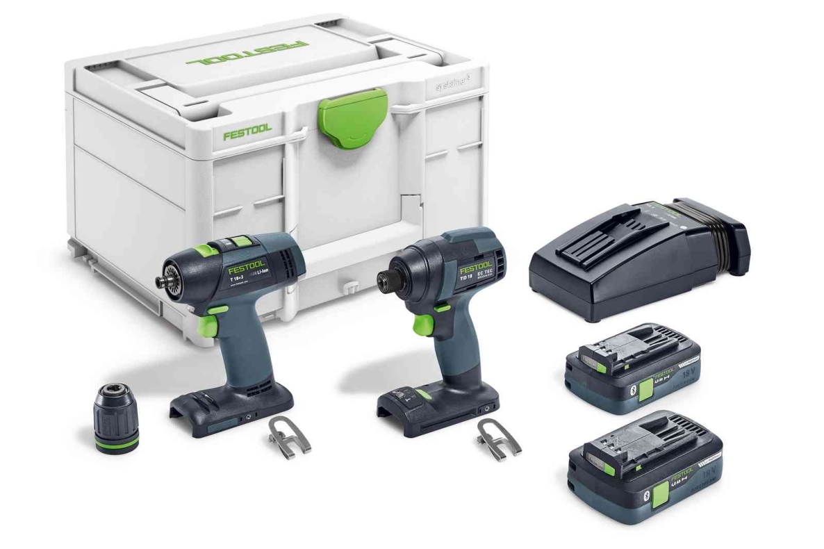 Festool 577244 TID 18 HPC 4.0-Set T18 Combiset - TID 18 Accu Impact Screwdriver + T18+3 Cordless Drill 18V 4.0Ah Li-Ion
