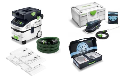 Festool 578866 CTM MIDI/ETS EC/GR/FIS Combination Set: Dust-Free Portable Vacuum Cleaner + Random-Orbit Sander in a Systainer