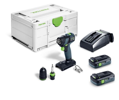 Festool 579347 TXS 18 TBX4.0 I-Plus Cordless Drill/Driver, 2x 18V 4.0Ah batteries and quick charger in a Systainer