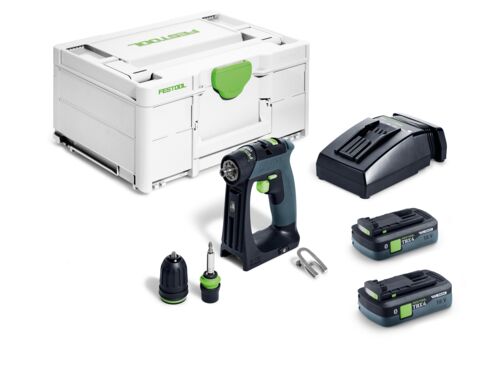 Festool 579345 CXS 18 TBX4.0 I-Plus Cordless Drill/Driver, 2x 18V 4.0Ah batteries and quick charger in a Systainer