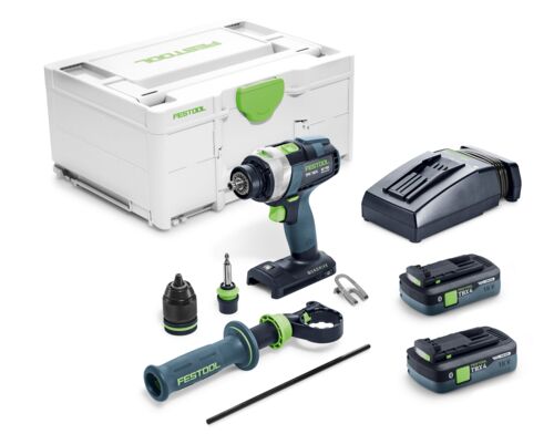 Festool 579371 TPC 18/4 TBX4.0 I-Plus Cordless Hammer Drills, 2x 18V 4.0Ah batteries and a fast charger in a Systainer