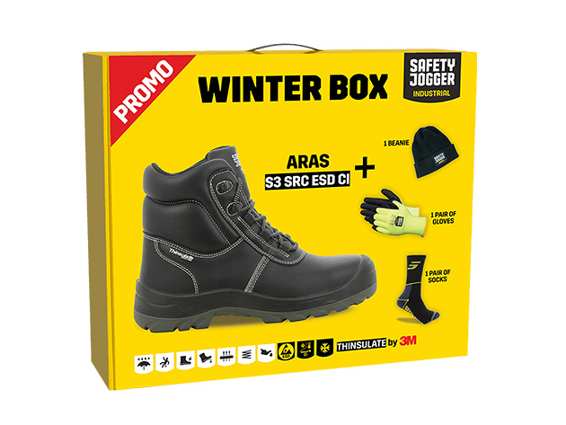 Safety Jogger PROMOARAS Winter Box ARAS High security shoe, hat, gloves and socks
