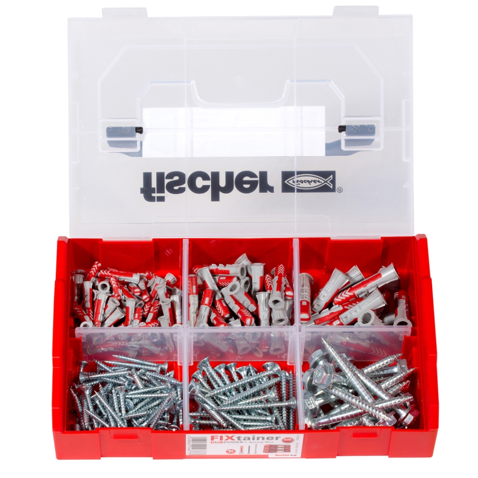 Fischer 536162 FIXtainer - DUOPOWER assortment box dowels + screws 105 pcs.