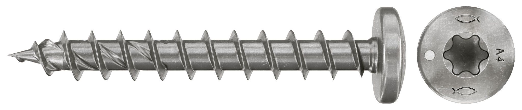 Fischer 574177 PowerFast FPF II Chipboard Screws PTF 4.5x35 Round Head Solid Thread A4 100pcs