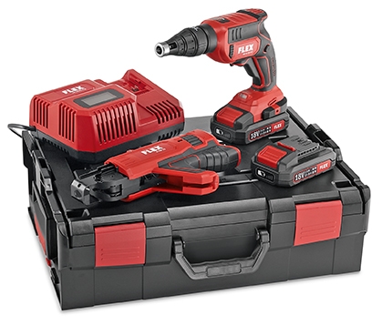 Flex-tools 466824 DW 45 18.0-EC M/2.5 Set cordless screwdriver 18V 2.5Ah Li-ion with screw magazine attachment in L-Boxx