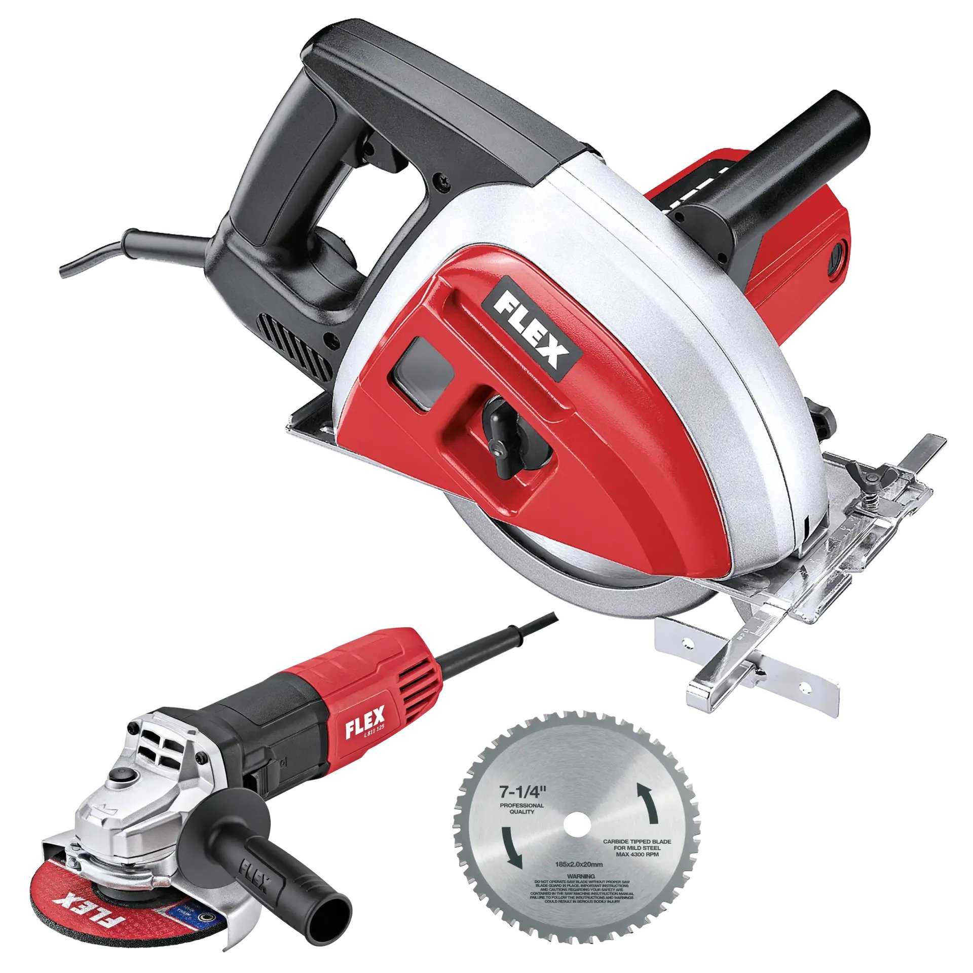Flex-tools 506044 CSM4060 metal-hand saw for dry work + L 811 125 Angle grinder 125 mm 800 watts