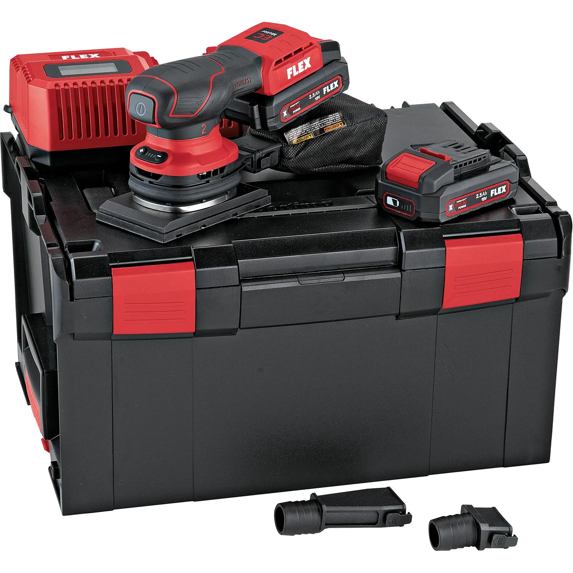 Flex-tools 532086 OSE 2-80 18-EC/2.5 SET Vlakschuurmachine 80x130 met toerentalregeling 18V 2.5Ah Li-Ion in L-Boxx