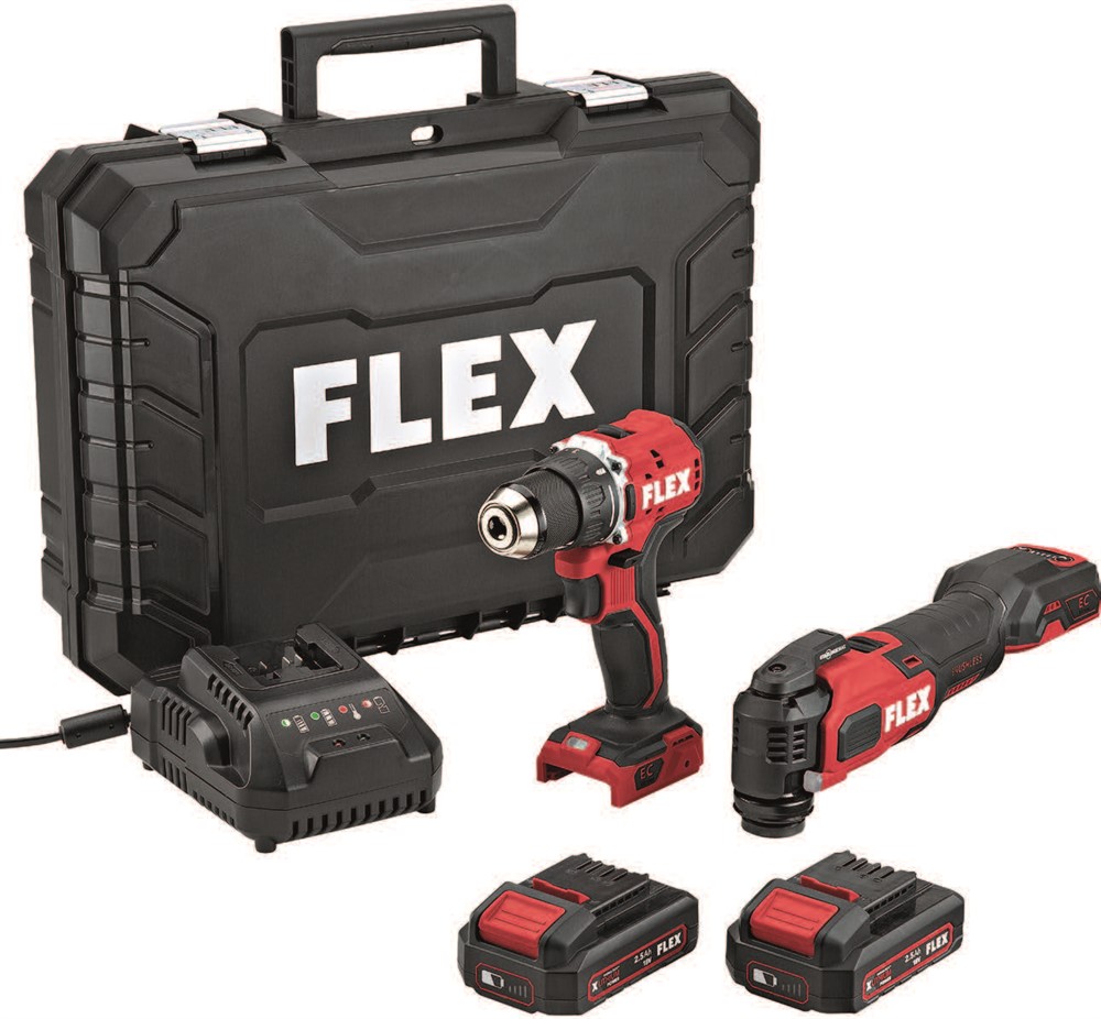 Flex-tools 532843 Comboset-PD 2G 18.0-EC FS55 Impact drill + L 125 18.0-EC Angle grinder 18V 3 x 5.0Ah Li-Ion