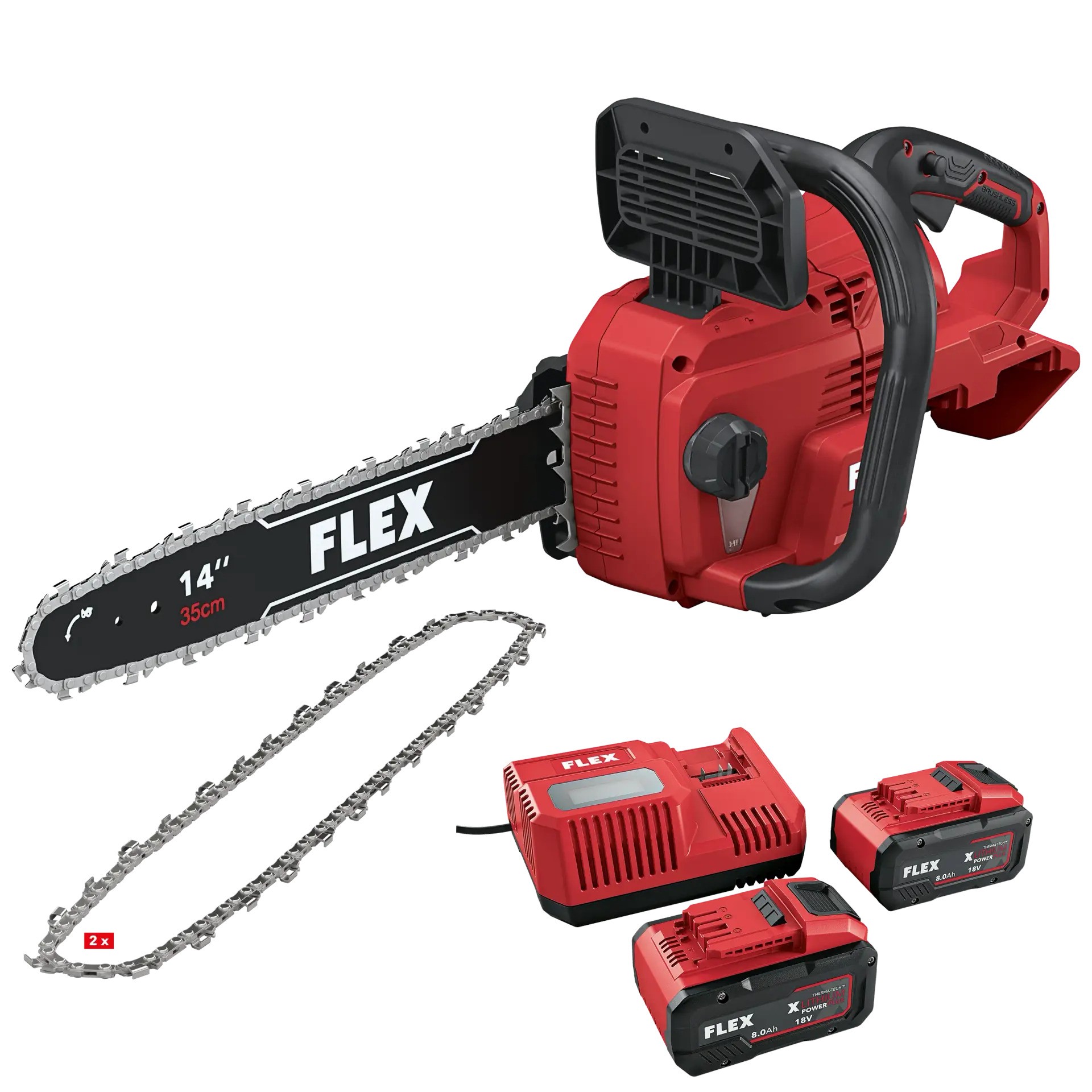 Flex-tools 535186 GCS 35 2x18-EC + P-SET 88 R Accu Chainsaw 2 x 18V 8.0Ah Li-Ion