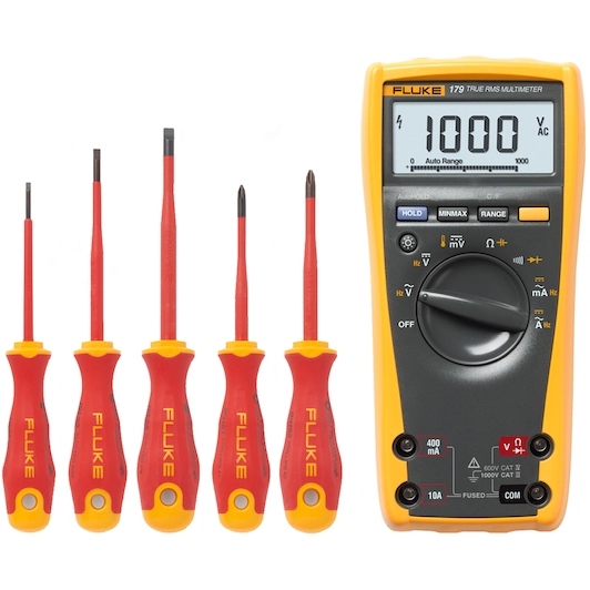Fluke 40003952 IB179M-EGFID Digital True-RMS multimeter &amp; 5 insulated screwdrivers
