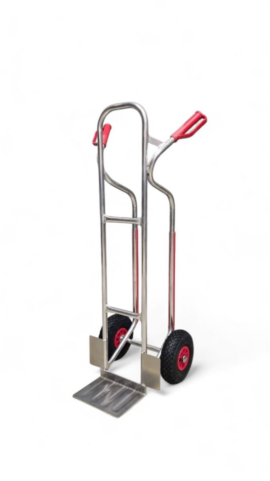 FRAMI 208.012-L Aluminum crate trolley 150 kg load capacity with sliding strips on pneumatic tire wheels
