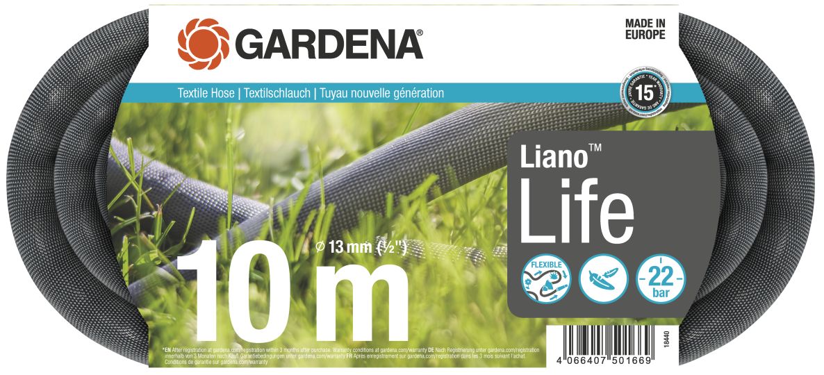 Gardena 18440-20 Liano Life Textile Hose 10m
