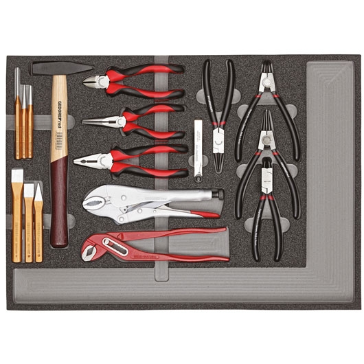 Gedore RED 3301682 R22350001 Pliers,Hammer,Chisel Set 29-Piece