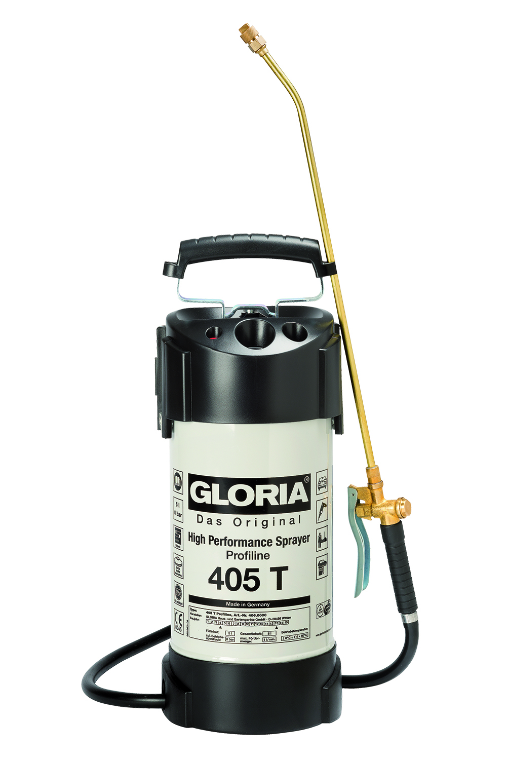 Gloria 000406.0000 405 T Profiline Pressure Sprayer 5l Viton seals steel tank flat spray 80°
