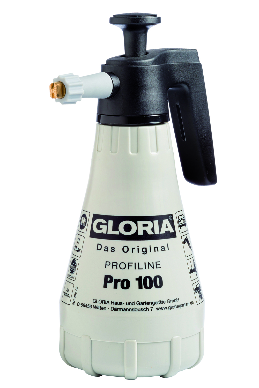 Gloria 000098.0000 Pro 100 Hand sprayer, filling capacity 1 l., Viton seals, flat spray 80°