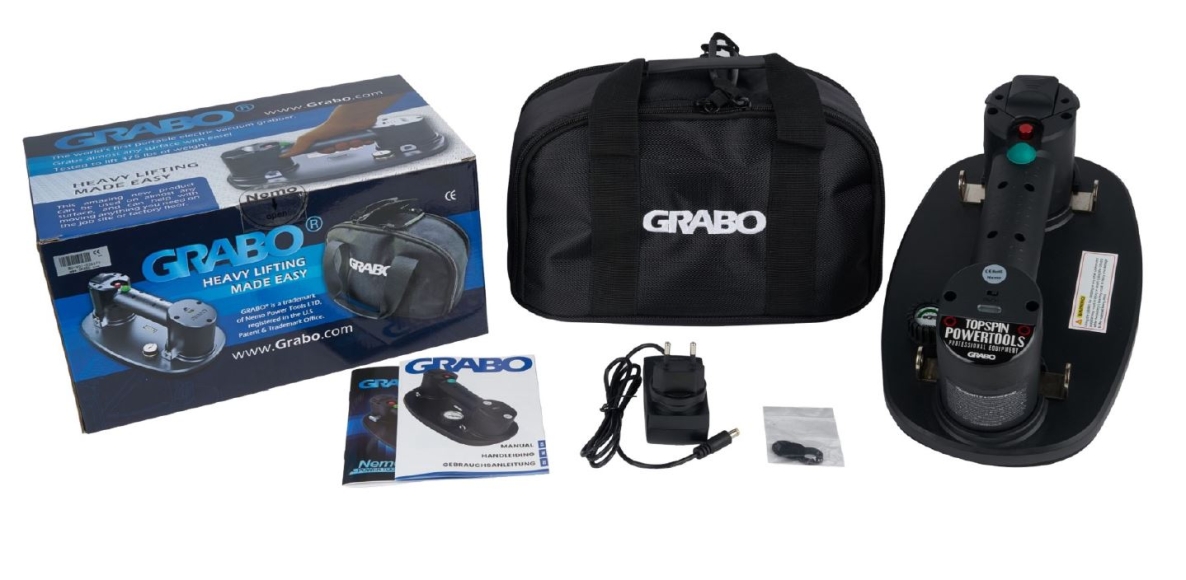 Grabo 1000 V1 Plus Battery-Powered Vacuum Lifter with 14.8V 2.6Ah Battery and Charger in a Bag