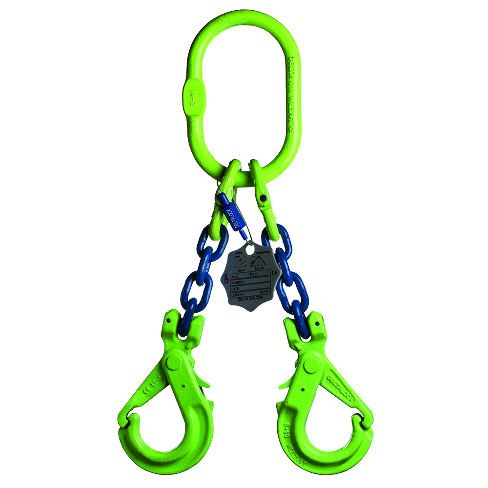 DELTA YE.10.2SV.13.020 Chain Length 2-Sprong, 2 meters, Safety Hook, 9.5 tons