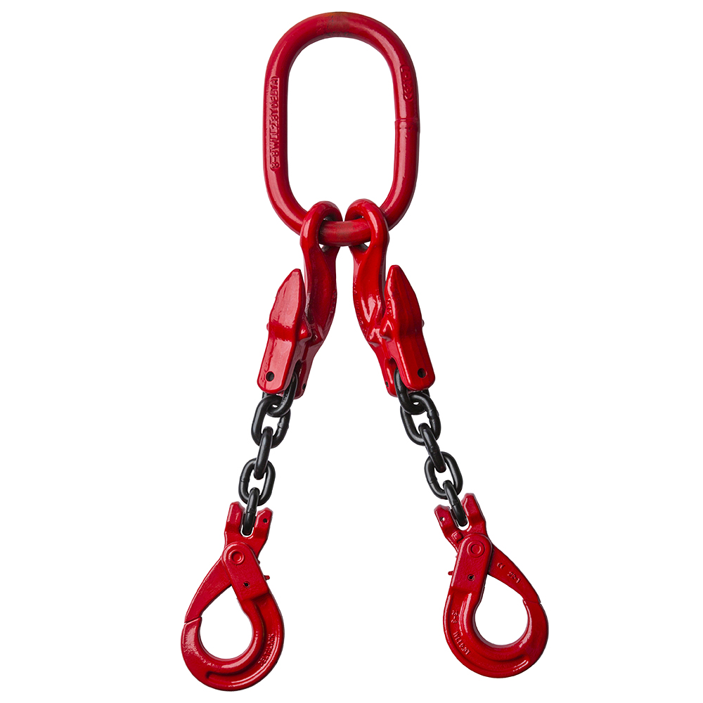 DELTA YE.8.2SVI.13.010 Chain Length 2-Sprong, 1 meter, Safety Hook with Inset Hook, 7.5 tons