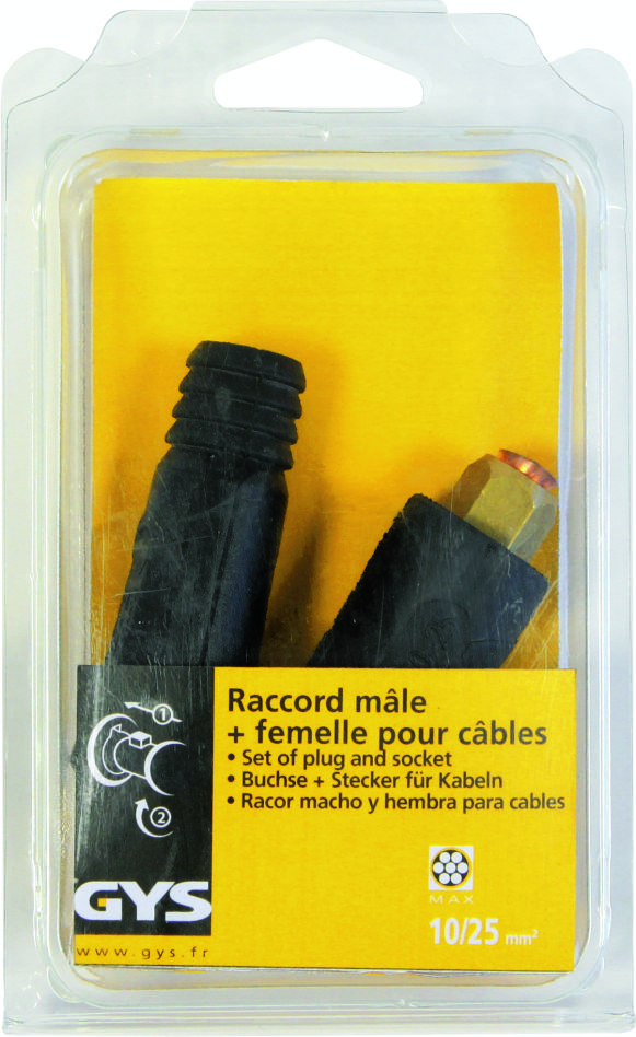 Gys 5193045507 Cable connector set male-female 10 to 25mm² 200A