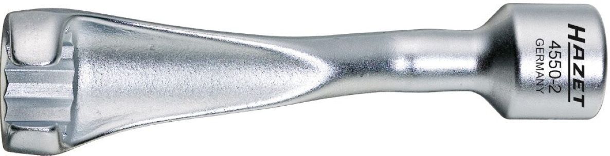 Hazet 4550-2 Injection Line Wrench, 1/2" Square Hollow, 12-point exterior profile, SW 19 mm