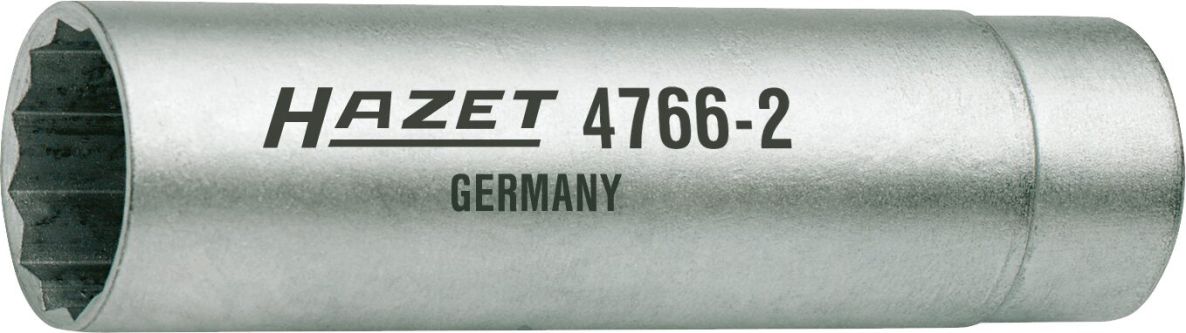 Hazet 4766-2 Spark Plug Socket Wrench, 3/8" Square Hollow, 12-Point Exterior, SW 14 mm