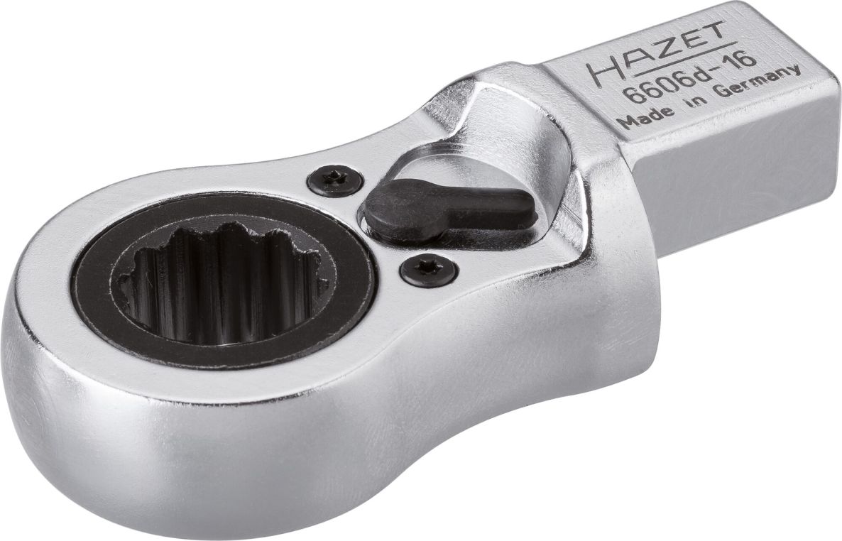 Hazet 6606D-16 Socket ratchet ring wrench, 14 x 18 mm square drive, solid construction; 12-point external profile, SW 16 mm