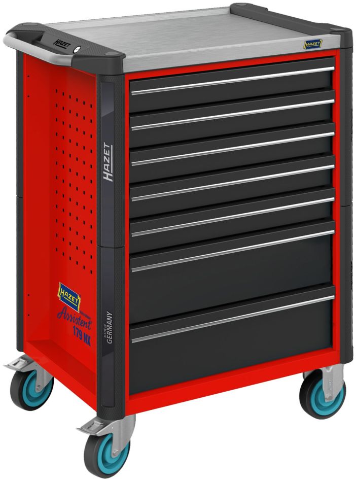Hazet 179NX-7-RAL3020 Assistant 179NX Tool Cart, Empty, 7 Drawers (5 shallow, 2 deep), RAL3020