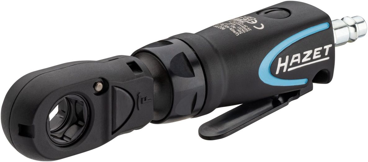 Hazet 9023M-1 Multifunctional Pneumatic Mini Ratchet Screwdriver, 1/4" solid square, 3/8" solid square, 1/4" hollow hex, 4-piece set