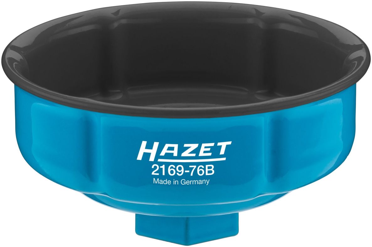 Hazet 2169-76B Oil Filter Wrench, 1/2" Square Socket, Ribbed Profile, SW 76 mm