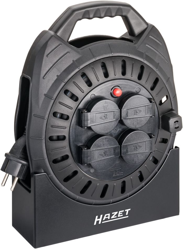 Hazet 161N-3D/2 H07RN-F 3G1.5 Cable Reel, 230V, 10m, 4 Outlets with Mounting Bracket