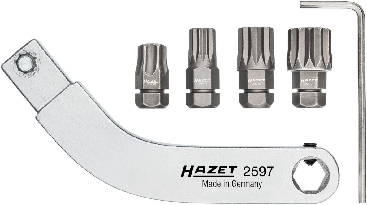 Hazet 2597-2/5 Door Hinge Insert Tool, Curved Bit Holder Set, 9 x 12 mm, 5-Piece Set