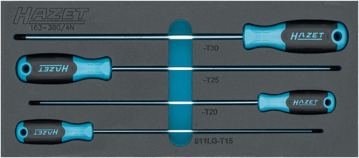 Hazet 163-380/4N TORX® Screwdriver Set, Internal TORX® Profile, 4-Piece Set