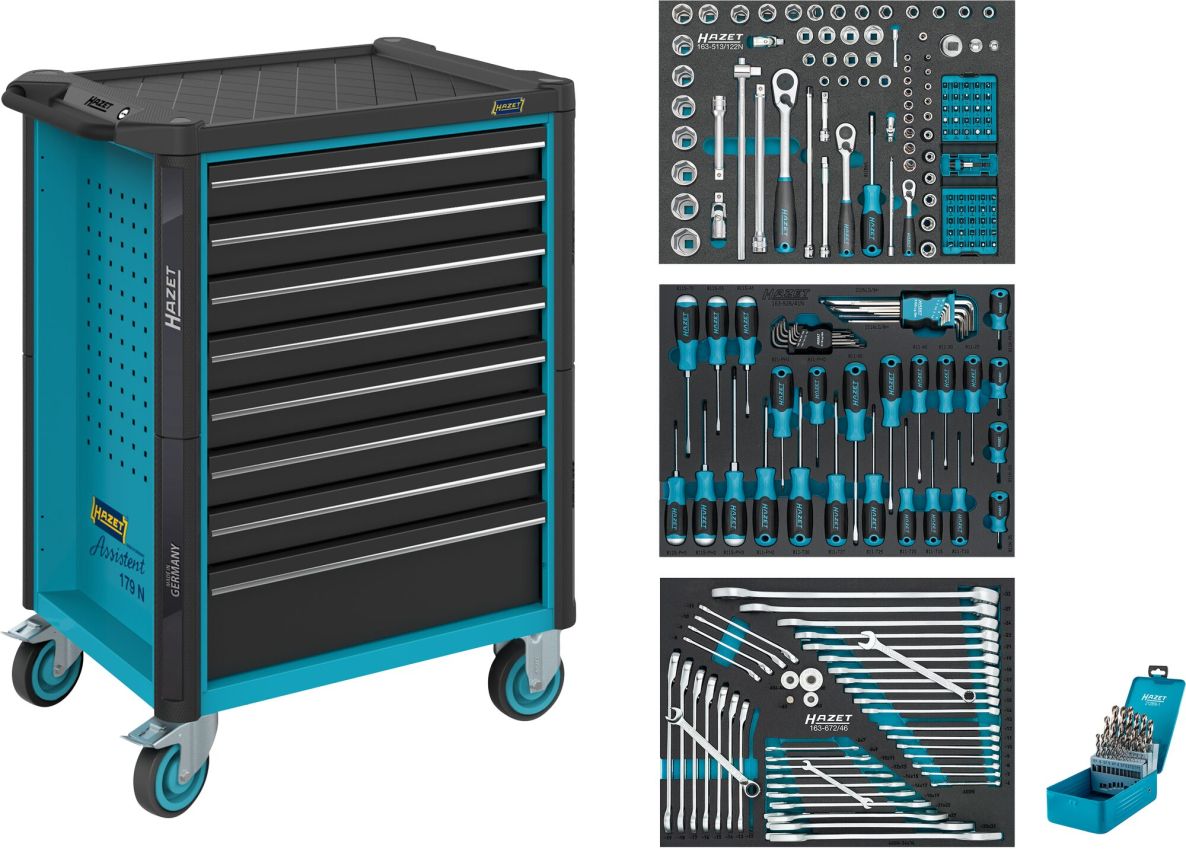 Hazet 179N-8/234 Assistant 179N Tool Cart + 234-Piece Set, 8 Drawers (7 shallow, 1 deep)