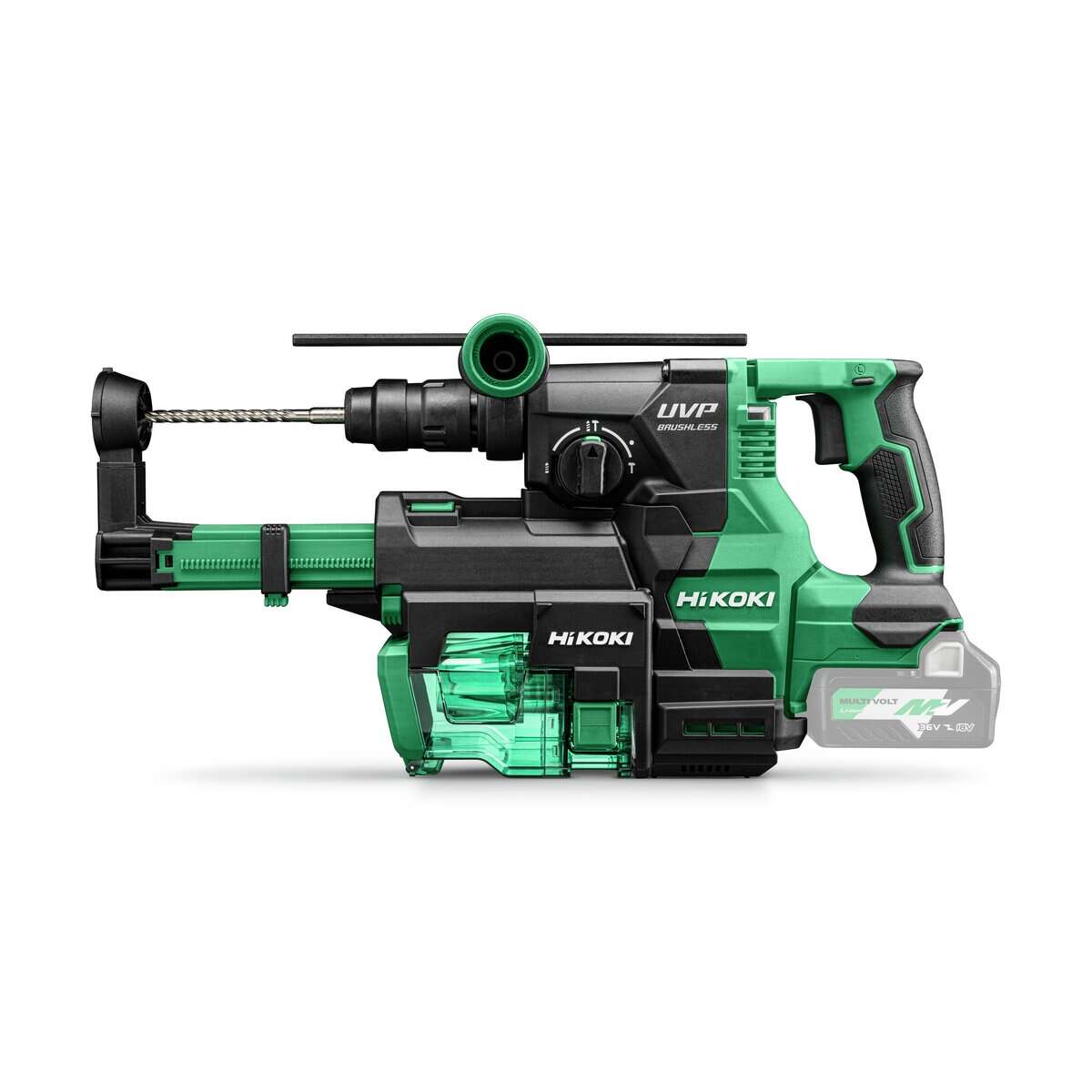 HiKOKI DH3628DCW3Z SDS-Plus Accu breaker 36V 3.2J incl. interchangeable drill chuck and dust extraction unit in HSC IV + HSC II case