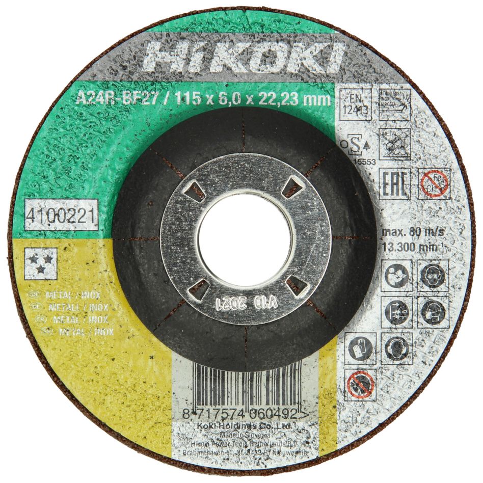 HiKOKI Accessories 4100221 Grinding disc 115x6.0x22.23 mm Inox DPC