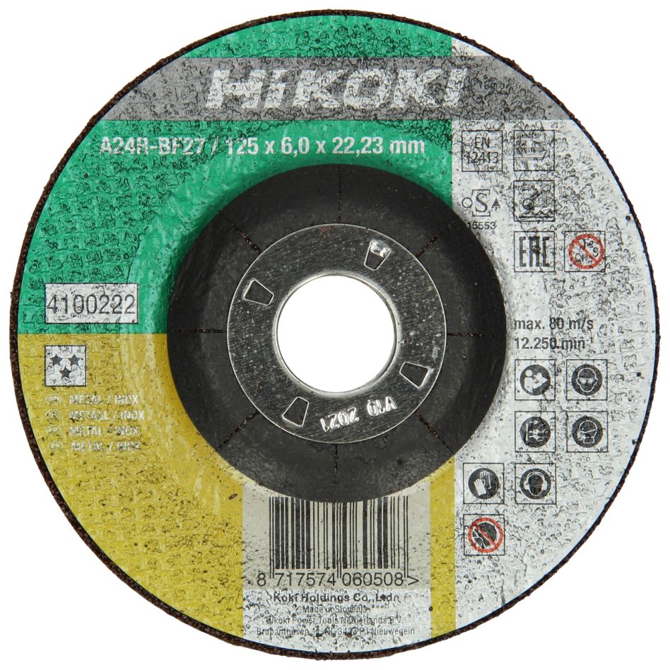 HiKOKI Accessories 4100222 Grinding wheel 125x6.0x22.23 mm Inox DPC