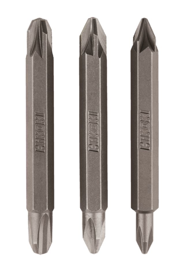 HiKOKI Accessories 4100307 3 bits 1/4" double-sided Phillips/Pozidrive PH1/PZ1/PH2/PZ2/PH3/PZ3/60mm