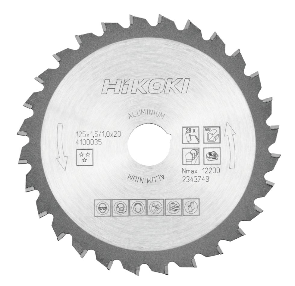 HiKOKI Accessories 4100035 TCT saw blade laminate aluminum 125x20 T28 trapezoid/flat tooth