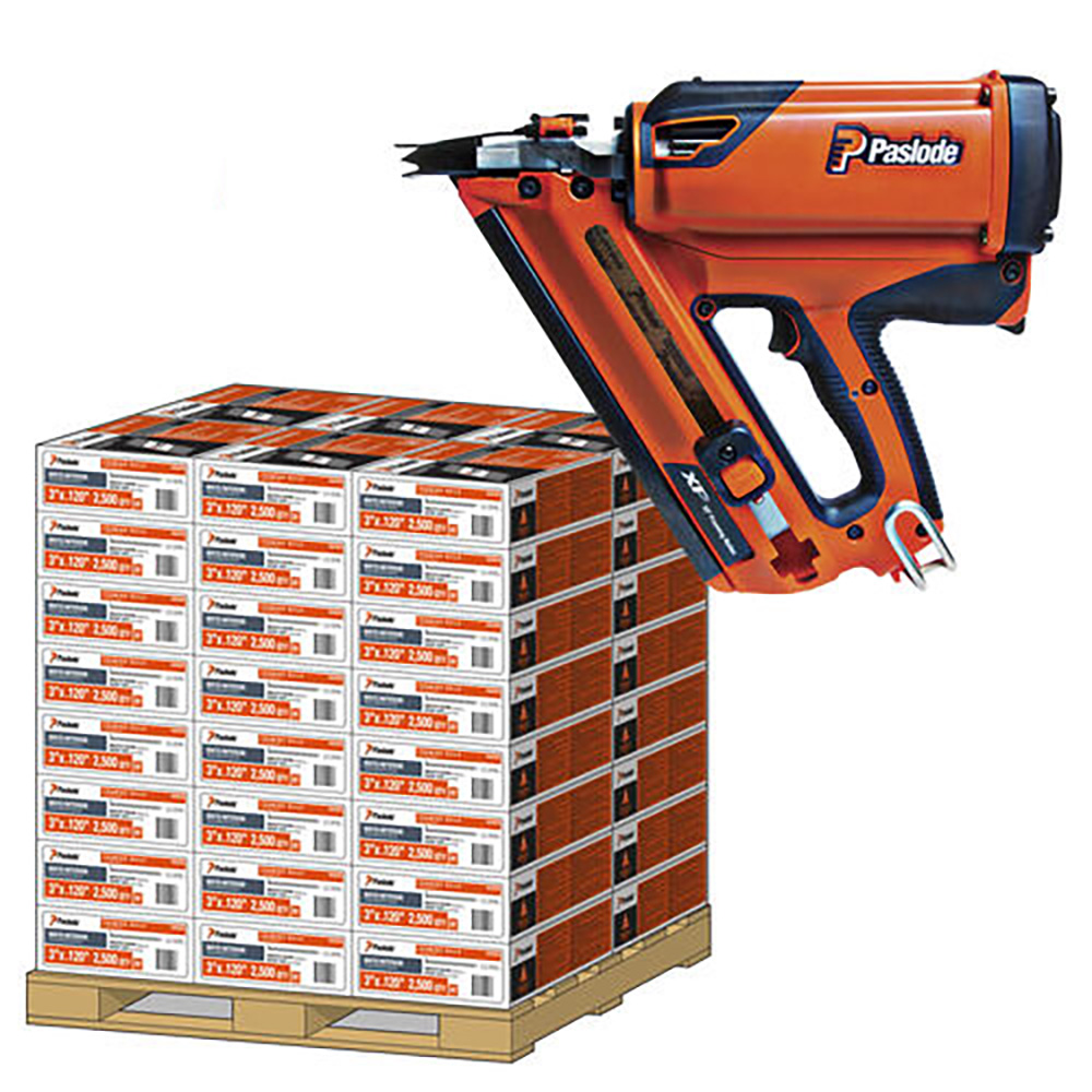 Paslode IM90SET2 Impulse IM90XI shooting hammer 50-90 mm + 50 boxes Strip nails 3.1 x 90 smooth blank RounDrive + gas