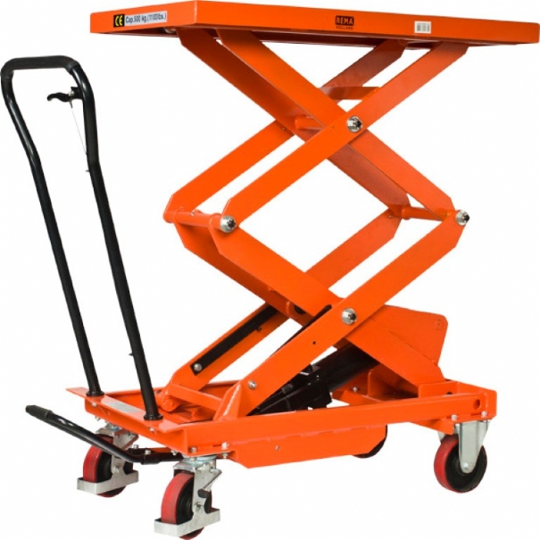 Rema 3460150 HT-50D manual mobile lifting table 1010 x 520 mm 500 kg