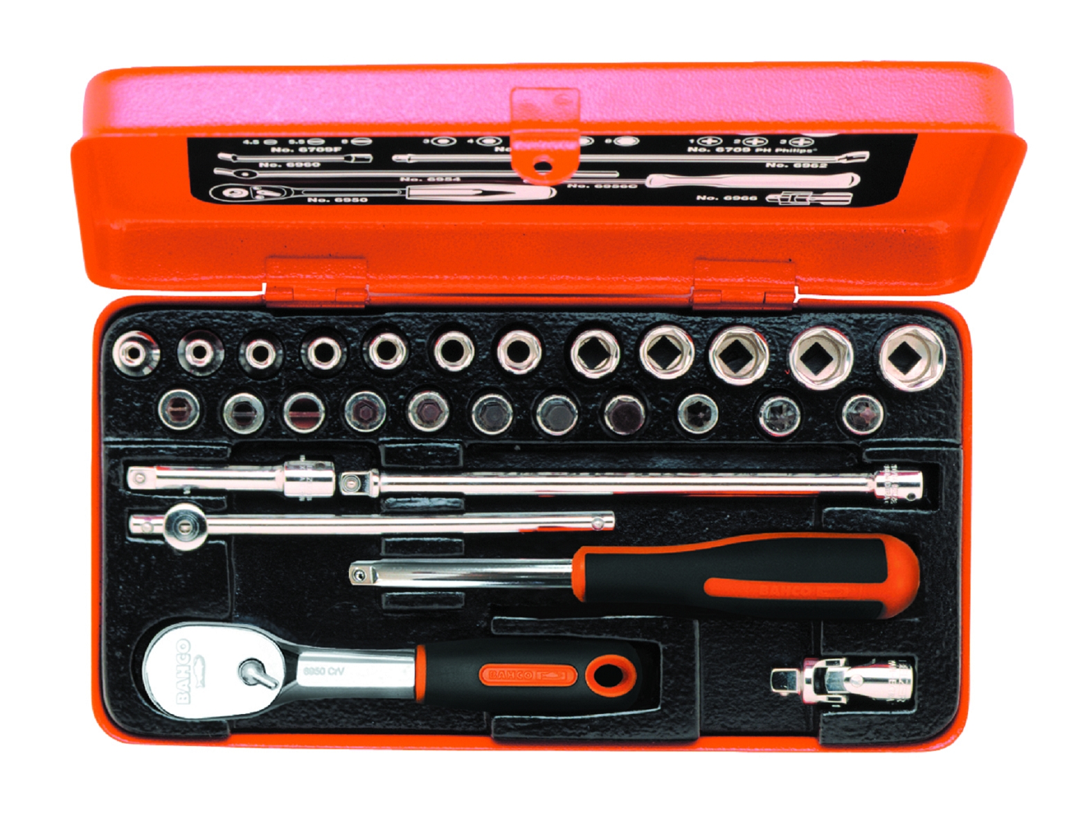 Bahco 6715GJ Socket set 1/4" Metric 4-13 mm 29-piece set