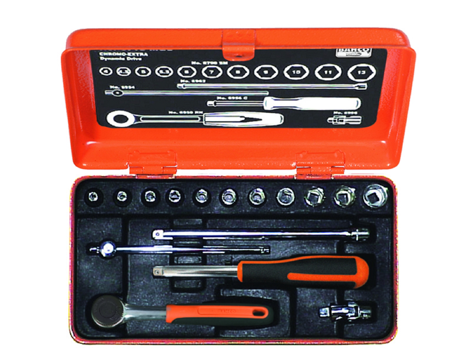 Bahco 6715MGS Socket set 1/4" Metric 4-13 mm 16-piece set