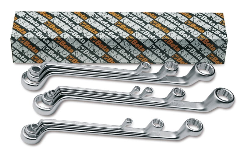 Beta 000900300 90AS/10 10 pcs. set of Ring spanners, deep curved(art. 90AS)